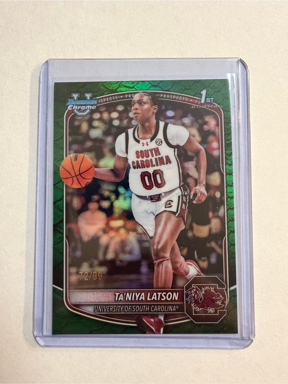 Ta'niya Latson /99 Bowman Chrome Green Prizm Rookie Card - South Carolina